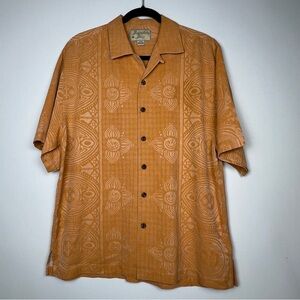 Vintage Boundary Bay 100% Silk Shirt | Geometric Tribal Pattern | Men’s Medium